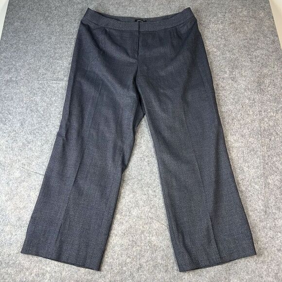 Layfaette 148 Pants Womens 16W Tweed Wool Silk Wide Leg Blue Career - Picture 1 of 9